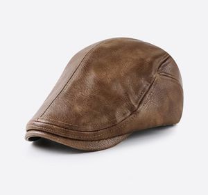 A010807 Casquettes classiques à visière en cuir PU, chaudes et ajustables, pour adultes d'âge moyen et seniors - Idéales pour le ski et les activités sportives décontractées - Product Image 3