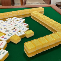 Jeu de Mahjong en Acrylique Doré Personnalisé et Gravé, Pliable, Style Moderne, 144, 156 ou 166 Tuiles pour Loisirs et Divertissement à Domicile