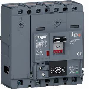 HES041NC ปรับแต่งได้ด้วยชุดเบรกเกอร์แบบหล่อขึ้นรูป Hagers รุ่น h3+ P160 LSIG Energy 4P 70kA 40A ปรับค่าได้ - Product Image 1