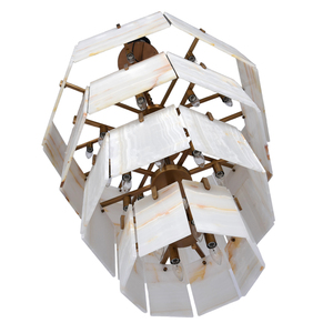 Lámpara Colgante de Lujo con Panel de Jade Natural, Marco de Aleación, Diseño en Niveles, para Sala de Estar, Comedor, Hotel, Villa - Product Image 4