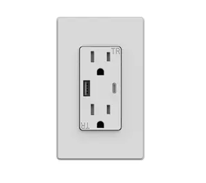 Higher cost performance 4.2A 5V USB C&A port fast Charging 15A TR 21W ul certificate Wall mounted usb outlet