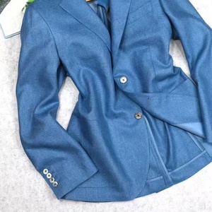 Blazer <span class=keywords><strong>bleu</strong></span> en laine et lin respirant pour homme, veste italienne à simple boutonnage, manteau de costume de luxe décontracté pour affaires, <span class=keywords><strong>mariage</strong></span>, bureau, soirée - Product Image 2