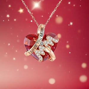 Collana con Gemma d'Amore per la Festa della Mamma, Bestseller E-commerce Transfrontaliero, Ciondolo Semplice e alla Moda 'Ti Amo Mamma' - Product Image 5