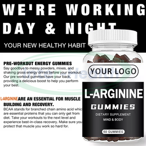 Ausreson L-Arginine Fitness & Body Suppléments de santé nutritionnels Pré-entraînement l Gommes au chlorhydrate d'arginine Hcl - Product Image 2