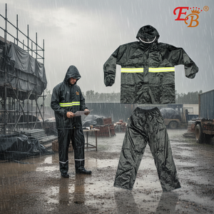 XL Industrial <b>Raincoat</b> Set 24PC/Cs PVC Polyester Reusable Windproof and Breathable Rainproof with Custom Logo Decoration - Product Image 5