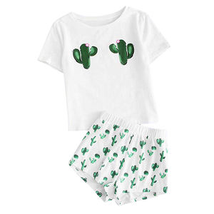 Letter Pajamas Set <strong>Women</strong> Cute <strong>Cat</strong> Printing Short Sleeve T-shirt Shorts Sleepwear Nightwear Set <strong>Pyjama</strong> Femme <strong>Womens</strong> Pajamas Set - Product Image 5