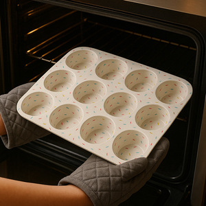 1 cup Silicone cupcake khuôn dùng một lần cấp thực phẩm không dính Muffin Baking Pan cho dễ dàng phát hành DIY Home Baking công cụ - Product Image 4