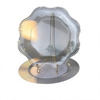 Assiette de présentation décorative en plastique or rose, style rétro et luxueux, pour la mise en table de banquets d'hôtel et de mariages