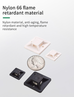 Attaches de fixation auto-adhésives robustes en nylon PA66 TM-25*25 pour la gestion des câbles, attaches de fixation auto-adhésives pour câbles, clips de fixation pour câbles