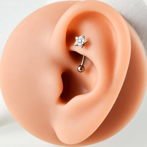 Piercing en titane plaqué pour sourcil, cœur, étoile, couronne, barbell incurvé 16G pour oreille et nez, bijoux ASTM F136 - Product Image 3