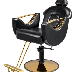 Sillón de Barbería Hidráulico con Altura Ajustable, Base Dorada, para Uso en Salón, Silla de Peluquería Comercial, Color Negro HZ889922C - Product Image 5