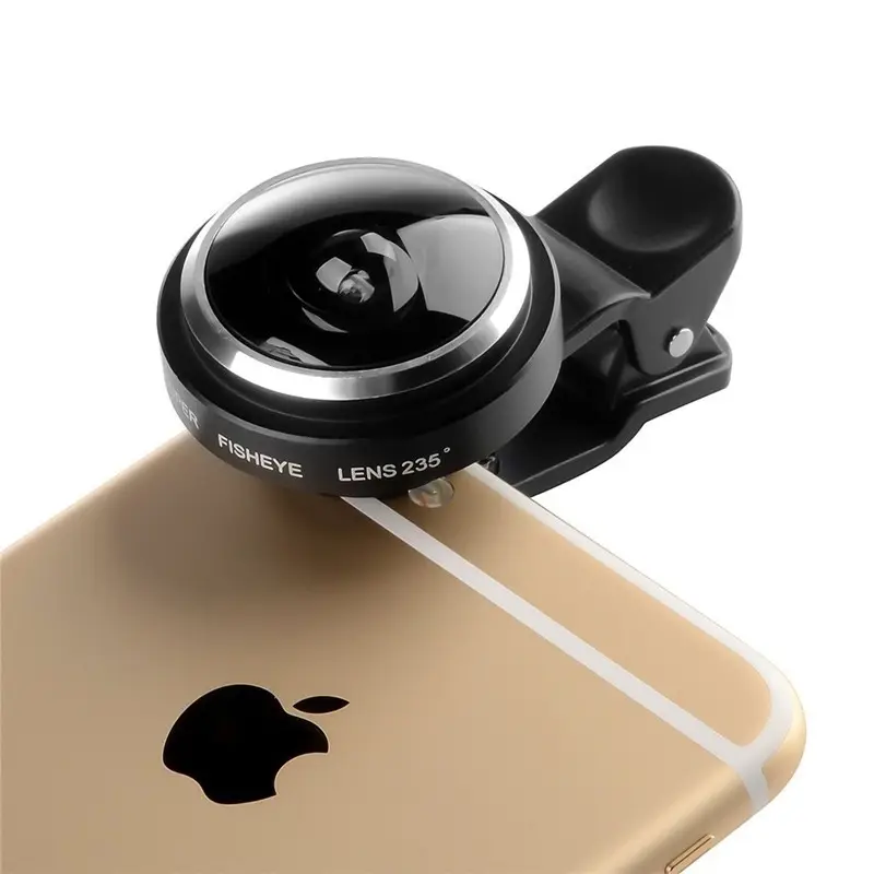 Evrensel klip 235 derece süper balık gözü kamera balıkgözü Lens için Apple iPhone Samsung Xiaomi Huawei cep telefonu lensler