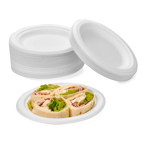 Assiettes rondes biodégradables en pulpe de canne à sucre 8g, assiettes jetables pour fêtes - Product Image 3