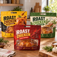 Sachet refermable personnalisé pour poulet rôti, résistant à la chaleur et anti-buée, avec poignée, pour micro-ondes
