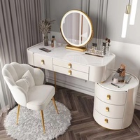 Table de maquillage multifonctionnelle intelligente et moderne, style princesse, avec armoire latérale, miroir LED tactile, en métal et bois, couleur au choix, Chine