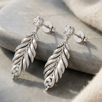 Boucles d'oreilles pendantes en moissanite brossée pour femme, style long, charmantes, luxe léger, en argent massif 925