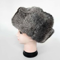 Gorro de Aviador de Piel de Conejo Natural para Invierno Extremo, Cálido, Impermeable, Afelpado, Grueso, Suave y Cómodo, para Pesca y Fiestas