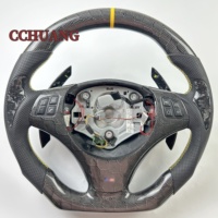 Personnalisez un volant en fibre de carbone véritable pour BMW E90 E92 M3, cuir véritable cousu à la main