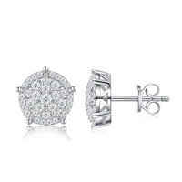 Boucles d'oreilles clous rondes en filigrane, argent sterling 925, pavé de moissanite, pour le quotidien, le bureau ou les soirées