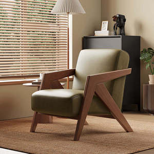 Sillón Individual de Diseño Vintage para Sala de Estar, Mueble de Madera con Detalle Acolchado para Dormitorio - Product Image 4
