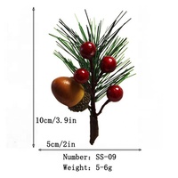Cadeau de Noël accessoires aiguille de pin boîte-cadeau ornements Artificielle gland aiguille de pin branche pvc mousse rouge baie aiguille de pin