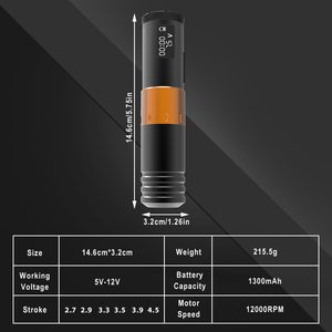 เครื่องสักไร้สาย 2.7-4.5 มม. ปรับระยะชักได้ พร้อมไฟ LED ด้ามจับ แบตเตอรี่ลิเธียม 12000 รอบต่อนาที สำหรับอุปกรณ์ร้านสัก - Product Image 6