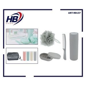 Set de artículos de aseo de 5 piezas, kit de baño de viaje con jabonera, peine, esponja de ducha y soporte para cepillo de dientes - Product Image 3