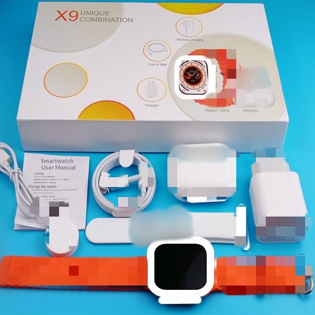 Huaqiang North Cross-border Explosions X9 Smart Phone Watch Unisex Multifunctional Wireless for Headset Square Silicone
