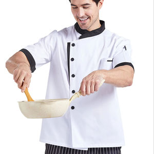 Uniforme de chef de verano de manga corta, camisa de cocina de mezcla de algodón/poliéster transpirable ligera con tela que absorbe la humedad - Product Image 3