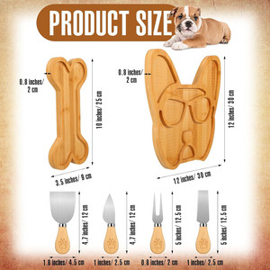 Ensemble cadeau pour fête <span class=keywords><strong>de</strong></span> Noël pour bouledogues <span class=keywords><strong>français</strong></span>, plateaux à <span class=keywords><strong>fromage</strong></span> et charcuterie, assiettes <span class=keywords><strong>de</strong></span> service en bambou <span class=keywords><strong>de</strong></span> forme irrégulière - Product Image 4
