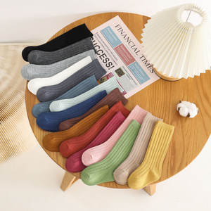 Kaus Kaki Warna Polos untuk Anak Laki-laki Perempuan, Kaus Kaki Seragam Sekolah Setinggi Lutut Lembut Motif Garis Adem Bahan Katun untuk Bayi Laki-laki dan Perempuan - Product Image 5