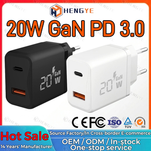<span class=keywords><strong>Cargador</strong></span> de Pared <span class=keywords><strong>USB</strong></span>-<span class=keywords><strong>C</strong></span> de Carga Rápida GaN de 18W/20W con Doble Puerto y Enchufe CE/US/EU - Product Image 1