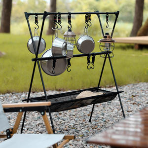 Étagère de rangement pour camping en plein air, en alliage d'aluminium, multi-niveaux, avec crochets pour ustensiles de cuisine et équipement - Product Image 2