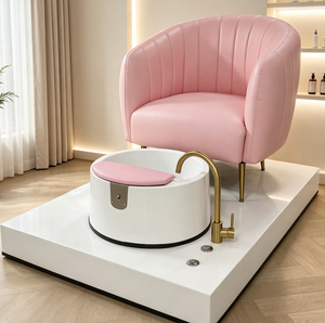 Fauteuil de pédicure rose, fauteuil de spa pour les pieds, fauteuil de beauté réglable et rembourré avec bassin pour salon de manucure - Product Image 1