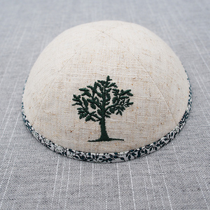 ผ้าลินินปักลายต้นไม้แห่งชีวิตตามสั่งแบบชาวยิว ahava สามารถทำสำหรับงานแต่งงานและ barbat mitzvahs ของขวัญยิว yarmulke - Product Image 2