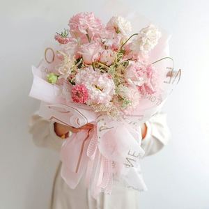 Papier d'emballage pour fleurs en plastique imperméable de style coréen 56*56,5 cm avec bord doré imprimé - Product Image 6