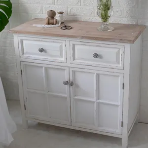 Home Decoration Furniture Living Room Cabinets Antique Americana Country Style Kitchen Wooden Vintage 2 Drawers Support HA0908