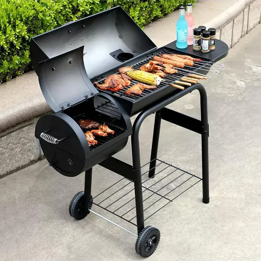 30 "22 Inch Vat Kolen Roker Luxe Outdoor Draagbare Roterende Ingebouwde Yakitori Bbq Barbeque Houtskool Grill