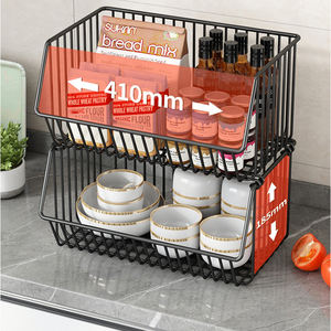 Panier <span class=keywords><strong>à</strong></span> fruits et légumes organisateur étagère de sol paniers de rangement en métal <span class=keywords><strong>empilables</strong></span> <span class=keywords><strong>à</strong></span> <span class=keywords><strong>3</strong></span> niveaux avec roues - Product Image 5