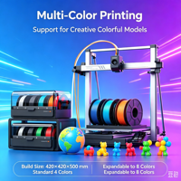 Imprimante 3D FDM Anycubic Kobra 3 Max Combo industrielle multicolore haute vitesse 500 mm/s, nivellement entièrement automatique, grande taille 850x900x1200 mm, neuve, garantie 1 an Anycubic