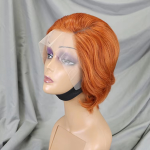 Vente en gros Couleur Orange Gingembre #350 Perruques Courtes Bob Perruques Naturelles Brésiliennes Cheveux Humains Avant <span class=keywords><strong>de</strong></span> Lacet Perruques <span class=keywords><strong>Oreille</strong></span> à <span class=keywords><strong>Oreille</strong></span> Frontale Pixies Perruques - Product Image 1