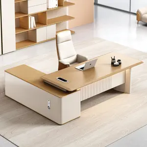 Wooden Furniture L Shape MDF Comfortable Modern Wooden Boss Manager CEO Executive Office Table