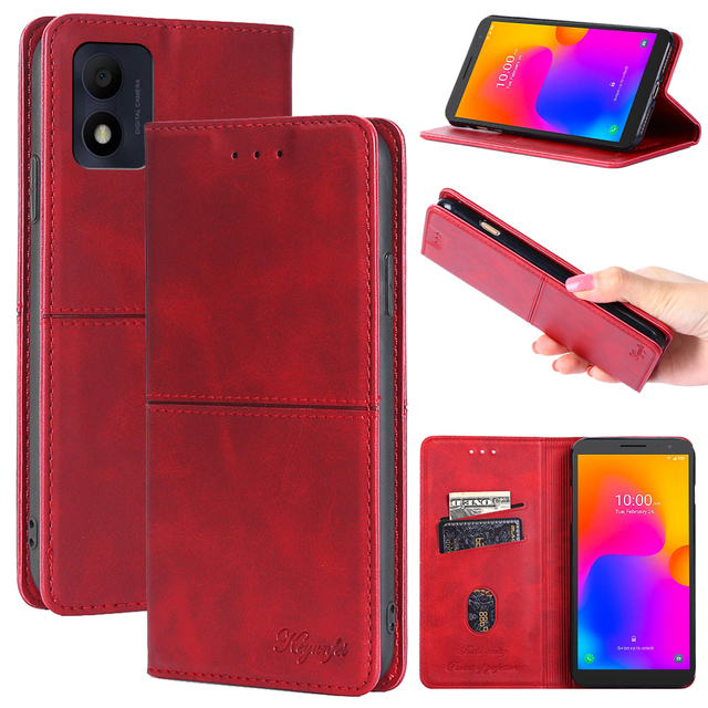 Soft Silicone PU Leather Phone Case Wallet Flip Back Cover for Alcatel 1B 2022 Axel Lumos 2021 3X 1SE 1V 2020 Luxury Phone Cases