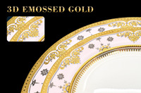 Ensemble d'assiettes de luxe en porcelaine fine 10,5 et 8 pouces, blanc et or élégant, pour la décoration de table de mariage, anniversaire, vaisselle de haute qualité