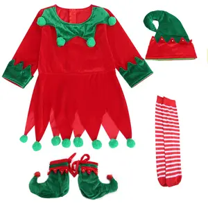Hot Sale Adults Children Performance Christmas Outfit Clothing Cosplay Costume Red Christmas Clothes For Family