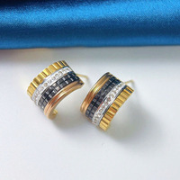 Boucles d'oreilles en tungstène demi-cercle en forme de C, motif diamant, style européen et américain, bijoux d'oreille haut de gamme de niche
