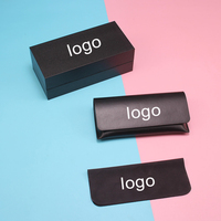 Paquet de lunettes de soleil noires de luxe de haute qualité boîte en carton avec logo personnalisé étui à lunettes en cuir Pu étuis à lunettes en cuir 2025