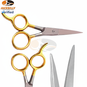 Jackbilly กรรไกรตัดผมมืออาชีพ4.5 ", กรรไกรตัดผมสเตนเลสนิรภัยพร้อมที่จับชุบทอง - Product Image 1