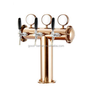 Colonne <span class=keywords><strong>de</strong></span> Bière en Acier Inoxydable 3 Voies en T Led Rose Doré avec 3 Robinets pour Refroidisseur <span class=keywords><strong>de</strong></span> Bière ou <span class=keywords><strong>Caf</strong></span>é - Product Image 1