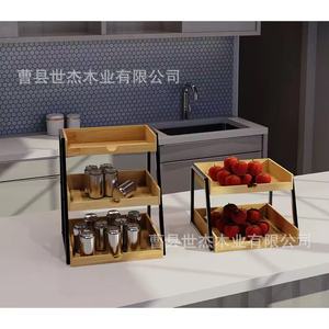 Étagère de présentation en bois et fer à 2 niveaux, détachable, pour rangement de bureau et organisation alimentaire - Product Image 1